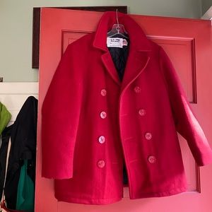 Vintage red wool schott’s US navy pea coat women’s medium 10